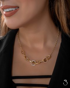 گردنبند طلا کارتیه لاو دو حلقه مینی دو رنگ