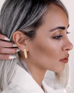 گوشواره طلا کلیپسی پنج نگین سفید