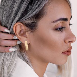 گوشواره طلا کلیپسی پنج نگین سفید